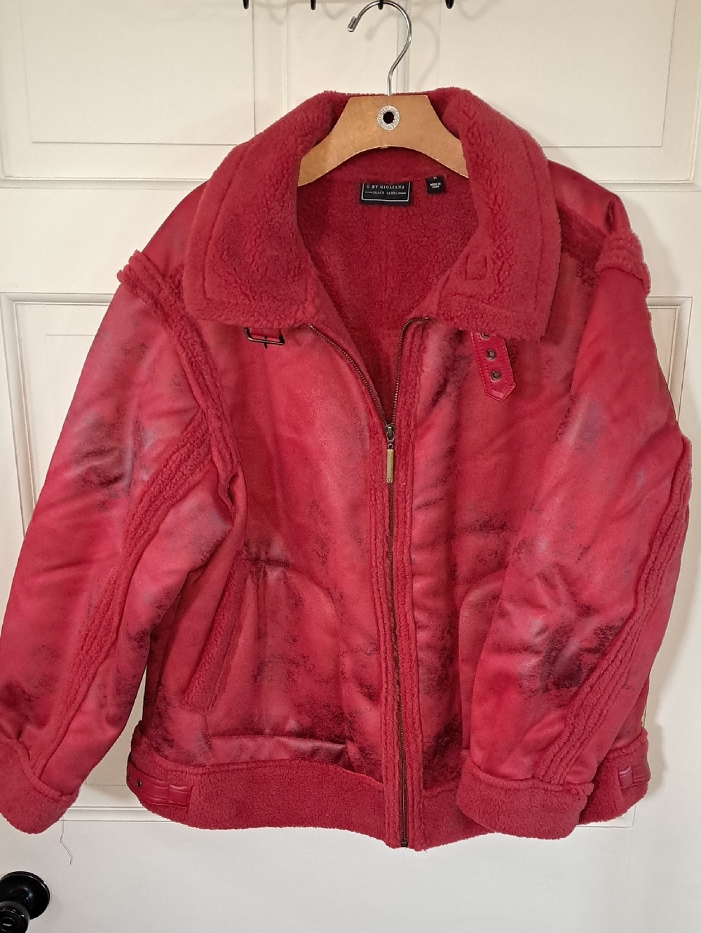 NWOT G by Giuliana Black Label Faux Suede Shearling Aviator Moto Jacket Cozy